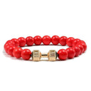 Fitness Charm Bracelet Set: Stylish Natural Stone Beads