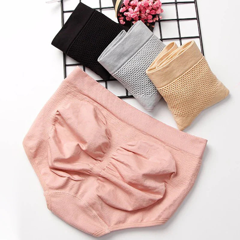 3D Honeycomb Warm Uterus Women Panties Cotton Underwear Abdomen Sliming Buttock Lifting Mid Rise Brief Lady Body Shaper