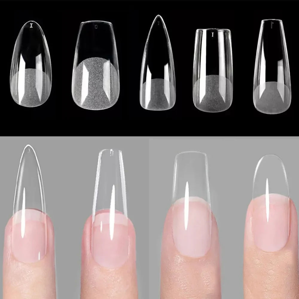 120pcs/Bag Press on Nails Coffin Nail Tips clear Full Cover Fake Nail Artificial Press on Long Ballerina  ourlum.com   