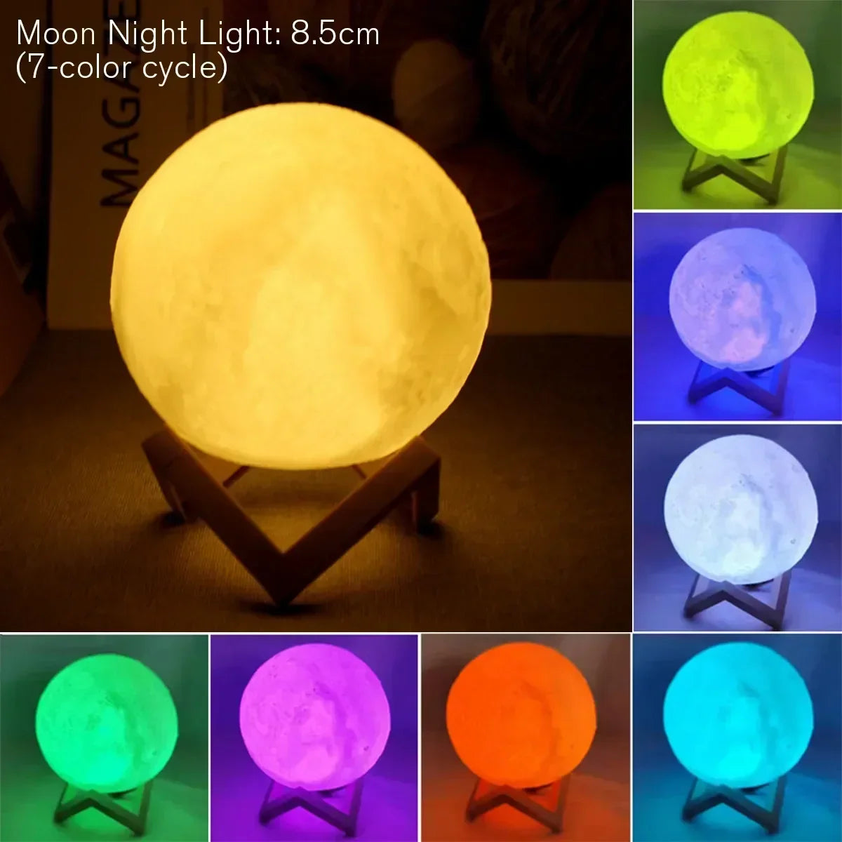8cm Moon Lamp LED Night Light Battery Powered With Stand Starry Lamp Bedroom Decor Night Lights Kids Gift Moon Lamp  ourlum.com   