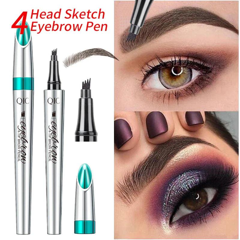 QIC Four-Jaw Ultra-Fine Liquid Eyebrow Tattoo Pencil Waterproof And Sweat-Proof Dark Brown Liquid Brow Pen Makeup Cosmetics  ourlum.com   