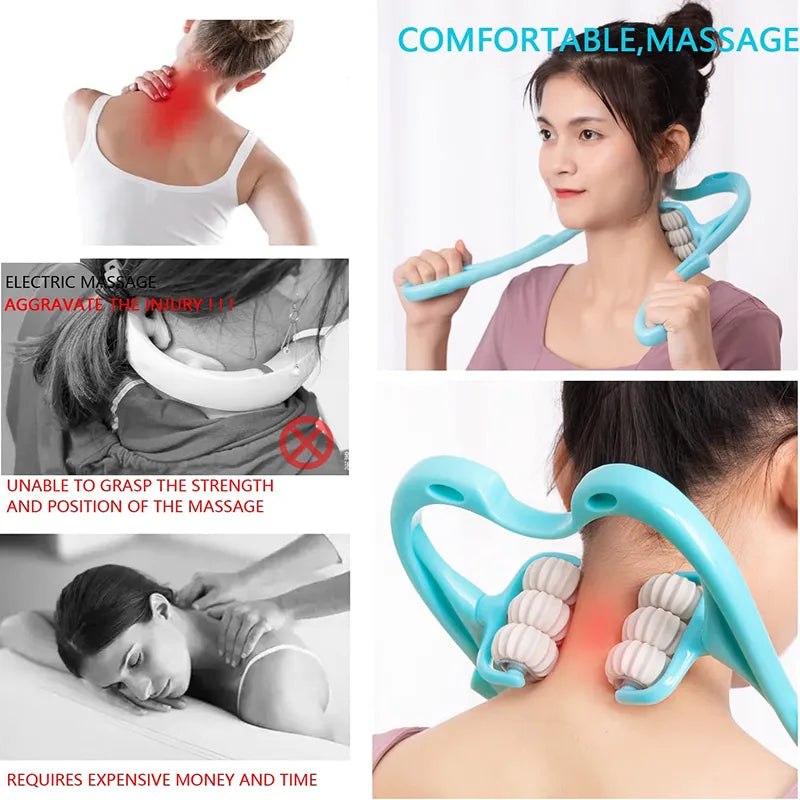 Neck Massager Handheld Shoulder Aids With Ball Shiatsu Deep Muscle Relaxation Massage Pain Relief  ourlum.com   