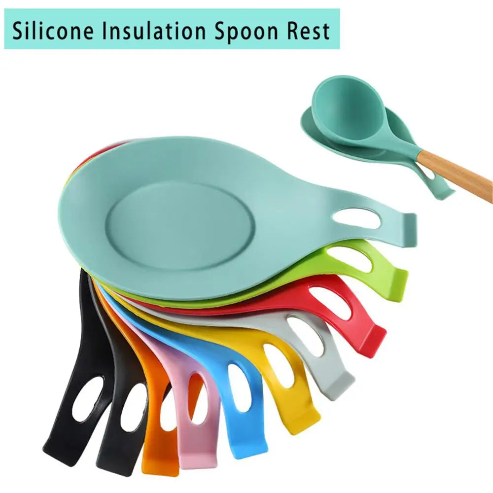 Heat Resistant Silicone Spoon Rest and Kitchen Utensil Organizer - Multi-Color Stove Accessory