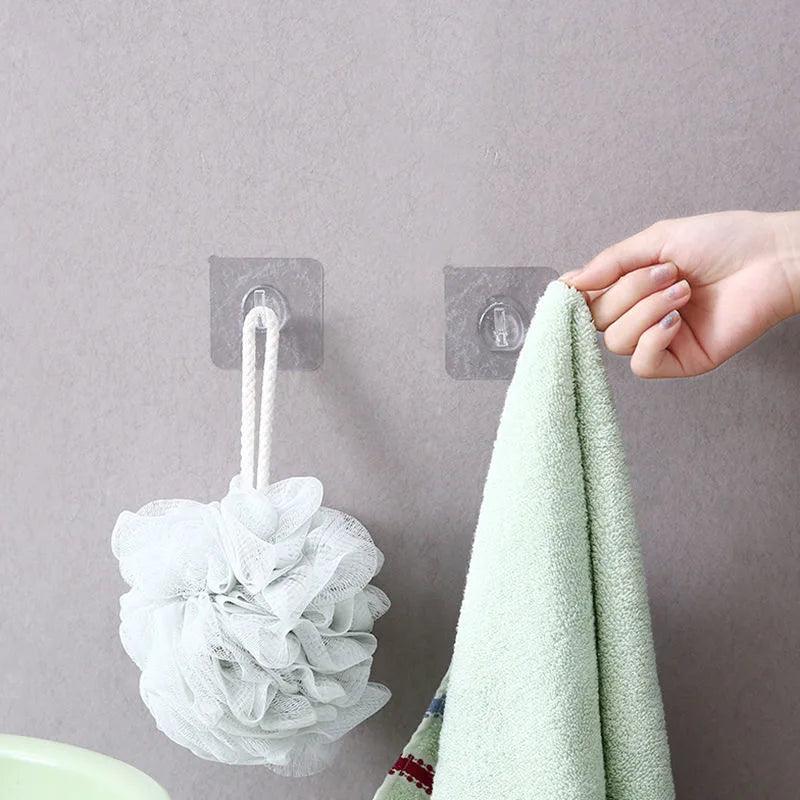 80PCS Clear Self-Adhesive Wall Hooks Set - Heavy Duty Organizer Rack for Kitchen and Bathroom  ourlum.com   