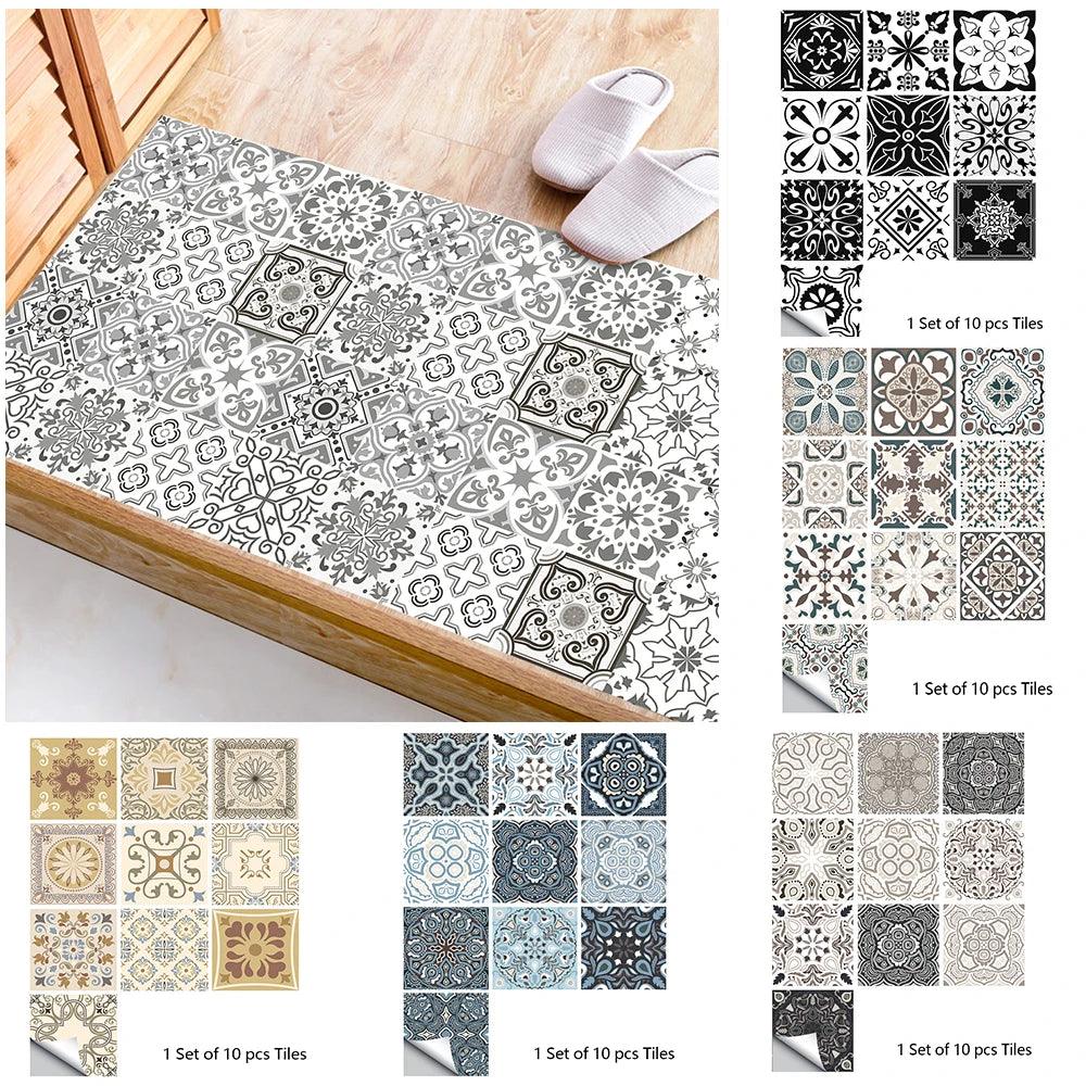 Retro Pattern Matte Surface Tile Sticker Set for Kitchen & Bathroom Decor  ourlum.com   