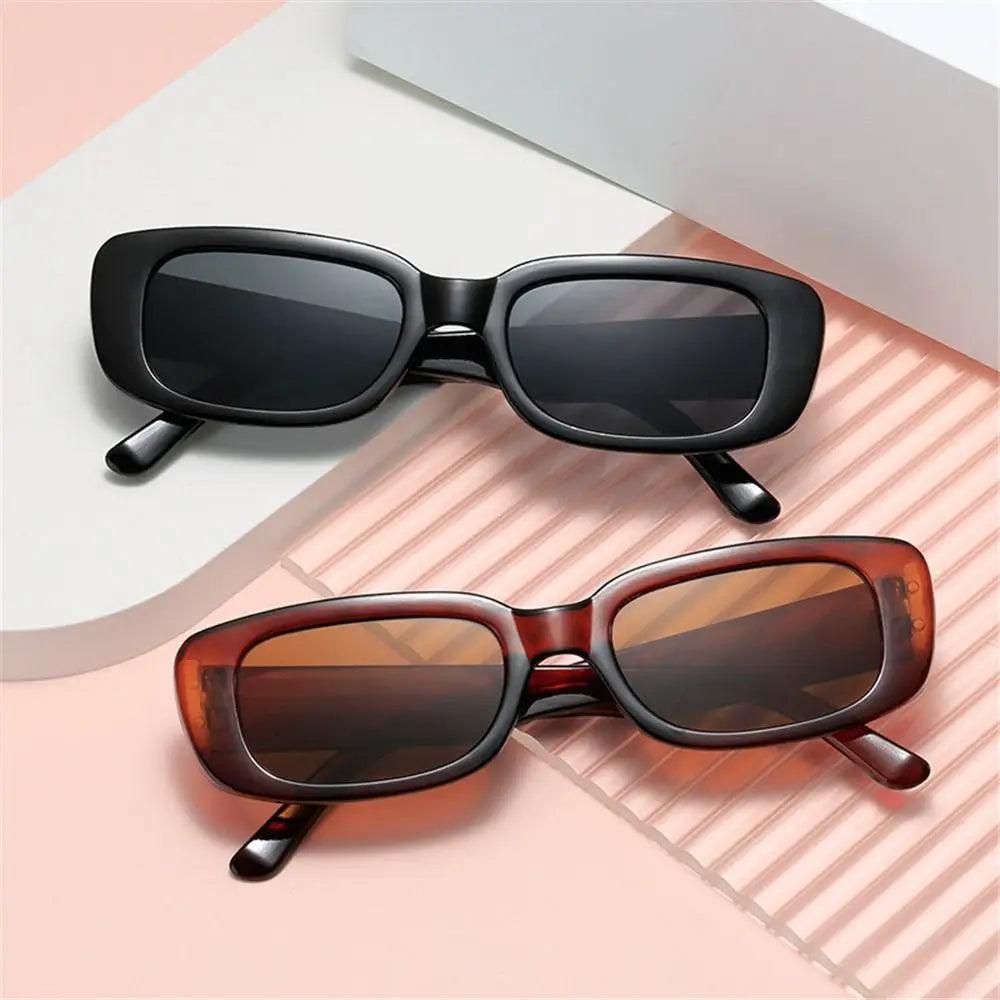 Retro 90's Rectangle Sunglasses with UV400 Protection - Y2K Vintage Shades for Men and Women