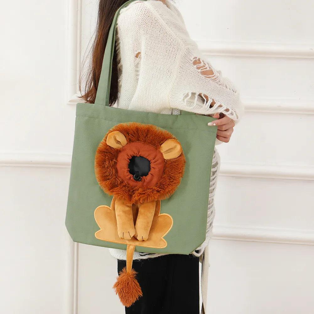 Soft Lion Design Pet Carrier Bag for Travel with Safety Zippers  ourlum.com   