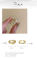 Letter Female Retro Opening Gold Index Finger Ring Zircon