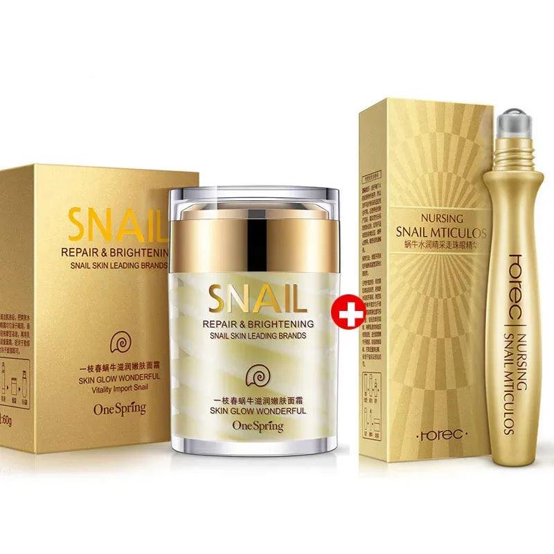 Skincare Set Snail Cream Collagen Cream Anti Aging Whiten Skin Face Cream Fade Dark Eye Circles Remove Eye Bags Eye Serum  ourlum.com   