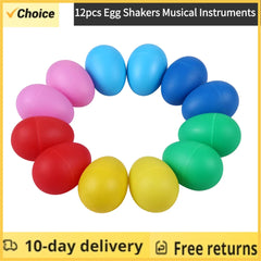 12Pcs Egg Shakers Musical Instruments Percussion Egg for Kids Toys Plastic Easter Egg Shaker for Education Musical Learning