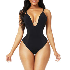 Deep V-Neck Backless Bodysuit Shapewear - Women's Push-Up Corset & Waist Trainer