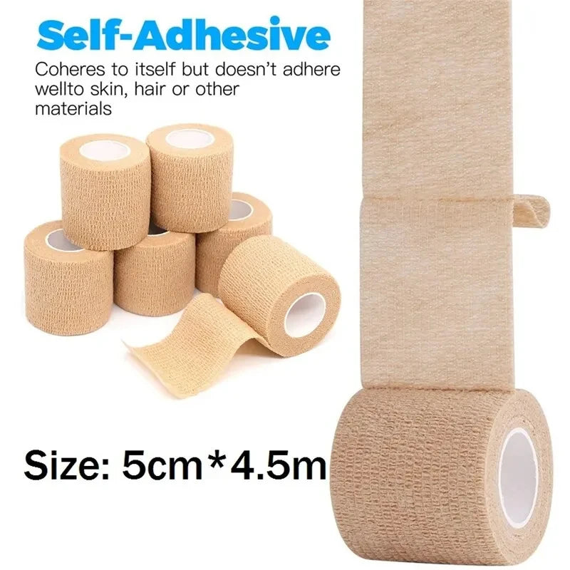 3-Pack Self-Adhesive Elastic Bandages 5cm x 4.5m Medical First Aid Gauze Tape Kit