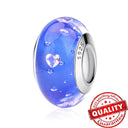 Colorful Heart Murano Glass Charm - Sterling Silver Pandora Jewelry Piece  ourlum.com LLZ012-BU  