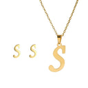 Fashion Stainless Steel Alphabet Initial Necklace Set For Women