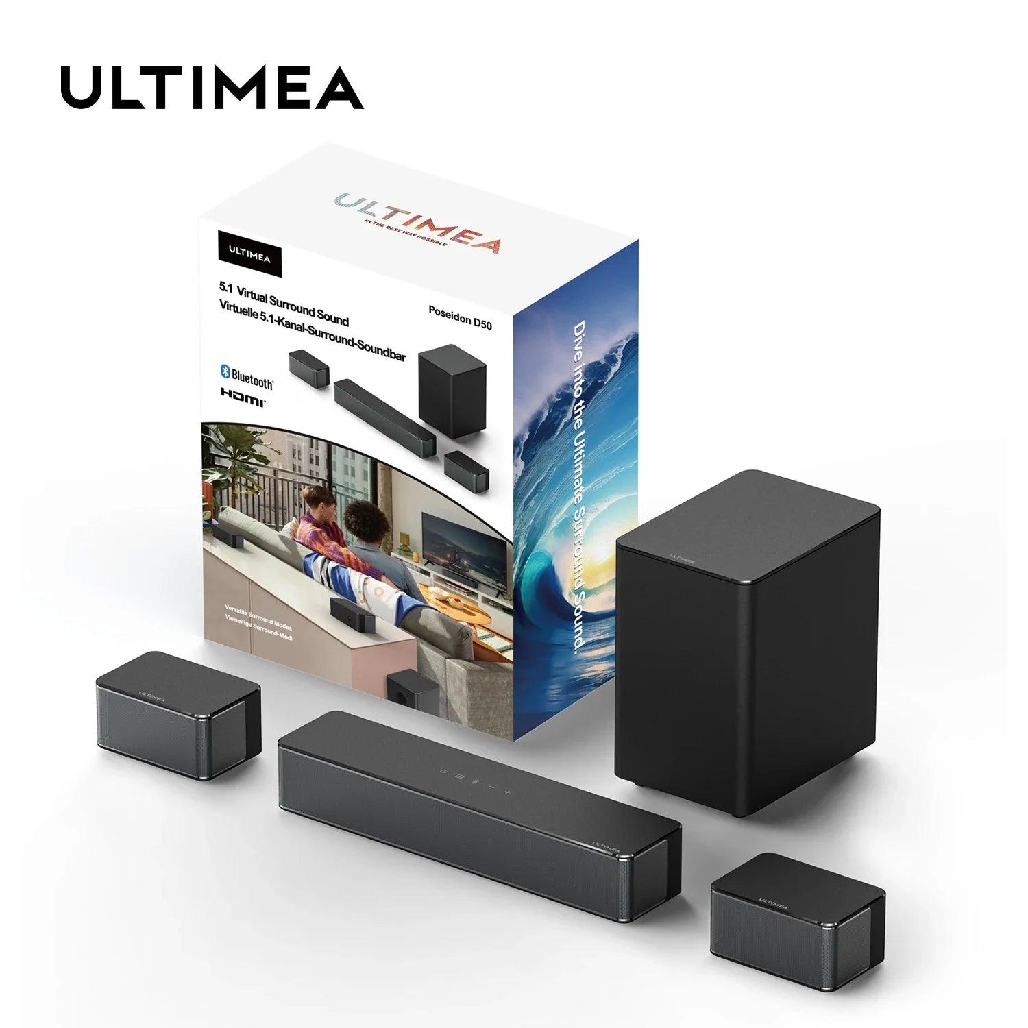 ULTIMEA 5.1 Surround Soundbar, 3D Surround Sound System, Soundbar for TV with Subwoofer and Rear Speakers, Poseidon D50 Series