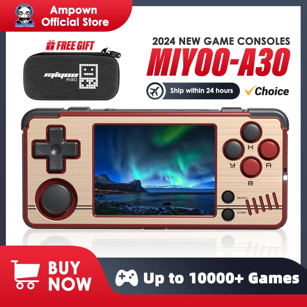 MIYOO A30 Handheld Game Console 2.8'' IPS Screen Linux System Horizontal Retro Emulator Video Console Vibration Motor Kids Gifts