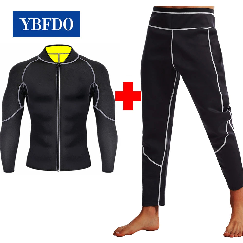 YBFDO Sauna Suit for Men Weight Loss Sweat Suit Slim Fitness Clothes Hot Thermo Sauna Pants Waist Trainer Body Shaper Shirt