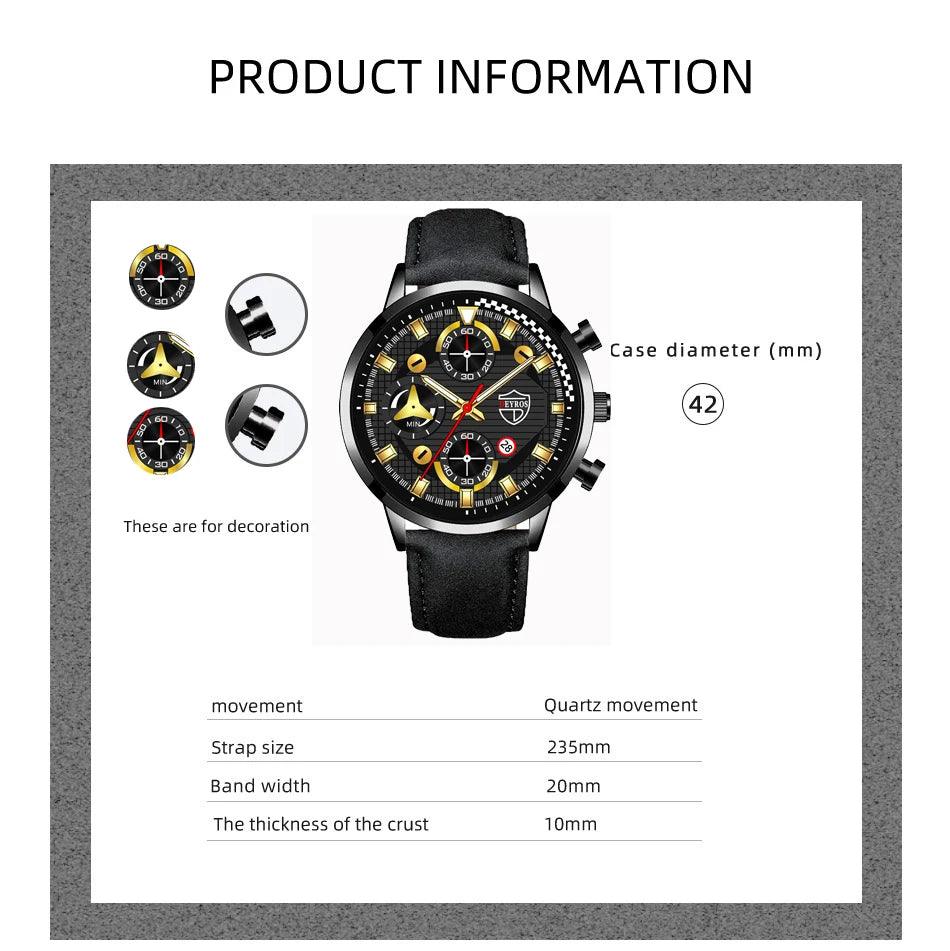 Elegant Men's Leather Quartz Watch with Calendar - Timeless Luxury Timepiece  OurLum.com   