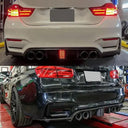 Carbon Fiber Look Rear Diffuser Lip With Light For BMW F80 M3 F82 F83 M4