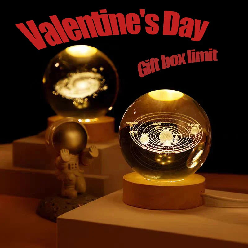 Valentines Day Gift  Galaxy Crystal Ball lamp 3D planet moon lamp USB LED night light  ourlum.com   