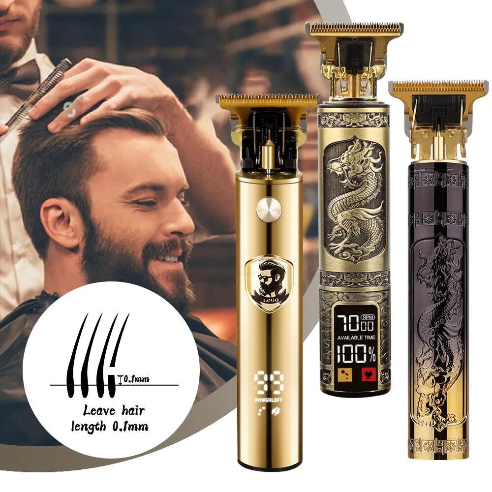 Vintage T9 USB Hair Clipper Professional Cutter Kit for Men - Cordless Beard Trimmer with Multiple Nozzles  ourlum.com   