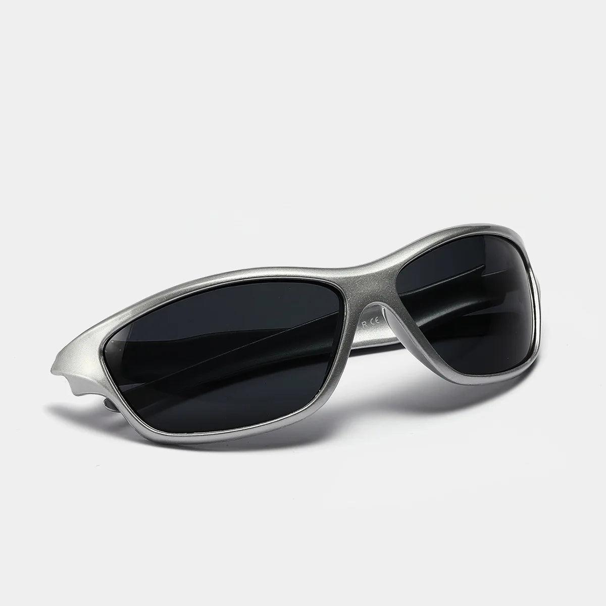 Trendy Men's Silver Y2K Sunglasses - Vintage Punk Eyewear for Outdoor Cycling & Sports