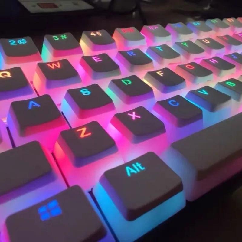 Enhanced Gaming Pudding Keycaps: Dual-Color Backlit Set - Stylish & Durable  ourlum.com   