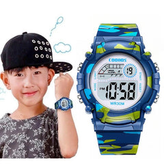 COOBOS Kids Waterproof LED Sports Watch: Active Navy Blue Camo Style