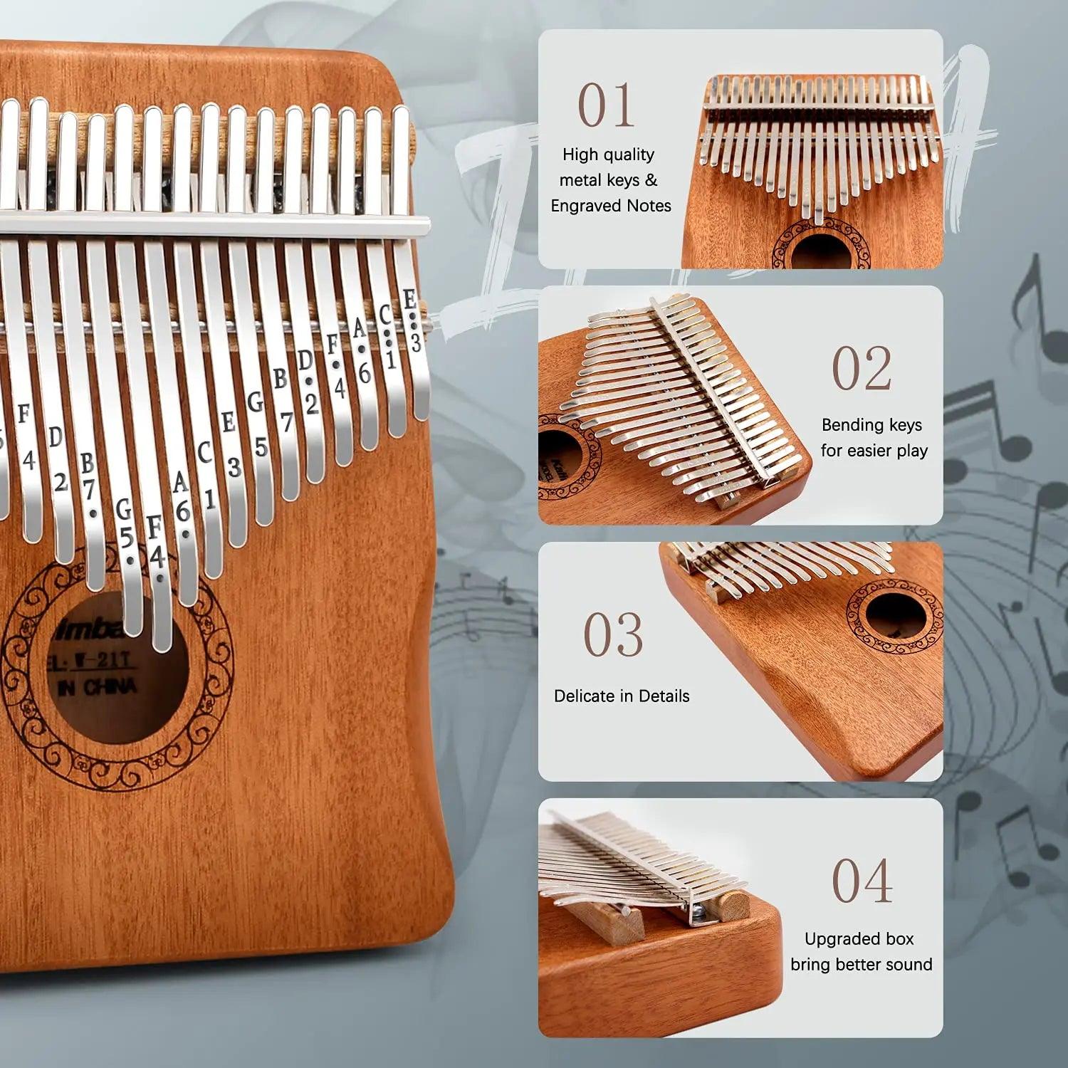 17/21 Keys Kalimba Thumb Piano - Portable Music Gift for Beginners & Music Lovers