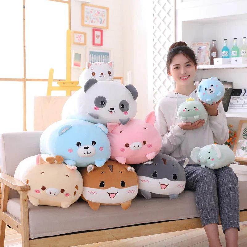 Cartoon Cat Rabbit Dog Penguin Pig Frog Plush Toy Set: Soft Animal Pillows  ourlum.com   