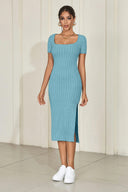 Square Neck Summer Dress: Versatile Knitted Beauty