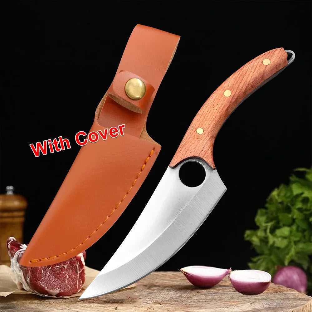 Handcrafted Stainless Steel Chef Knife Set for BBQ and Cutting