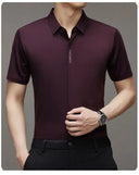 High End Mulberry Silk Men Short Sleeve Business Shirt