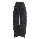 New Street Trendy Women's American Black Grey Multi Pocket Denim