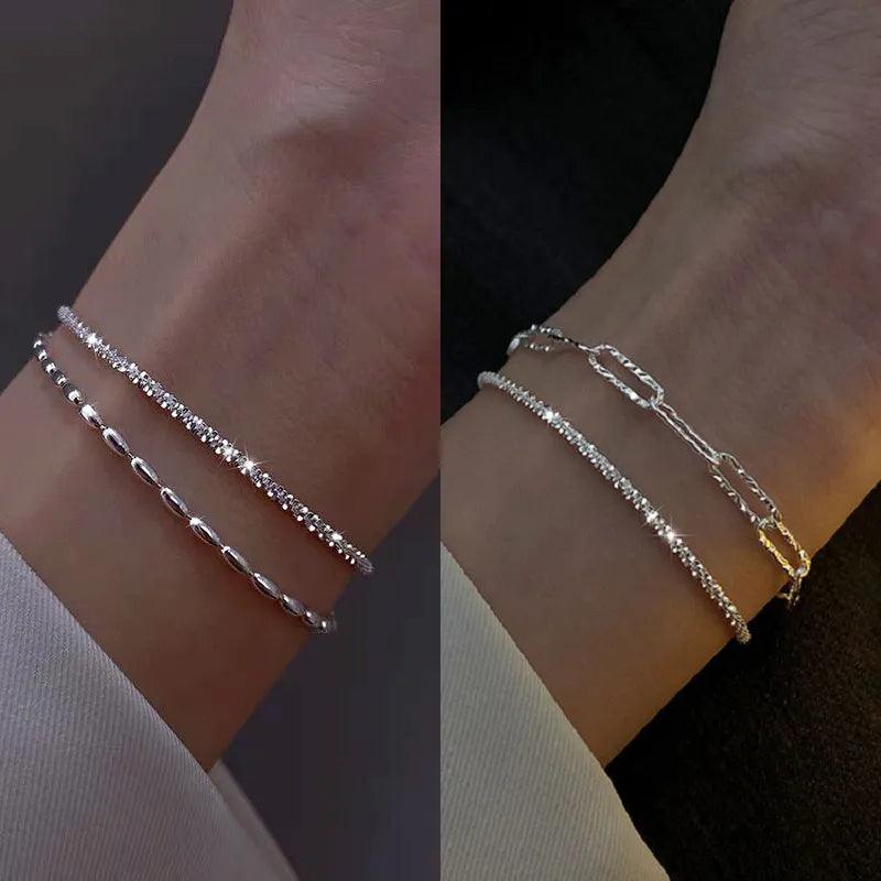 Elegant Gypsophila Silver Bracelet for Women - Adjustable and Sparkling Fine Jewelry  ourlum.com   