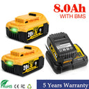 Original DCB200 20V 8000mAh Lithium Battery For Dewalt