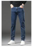 Winter Fleece Thick Warm Men's Slim Straight Denim Pants