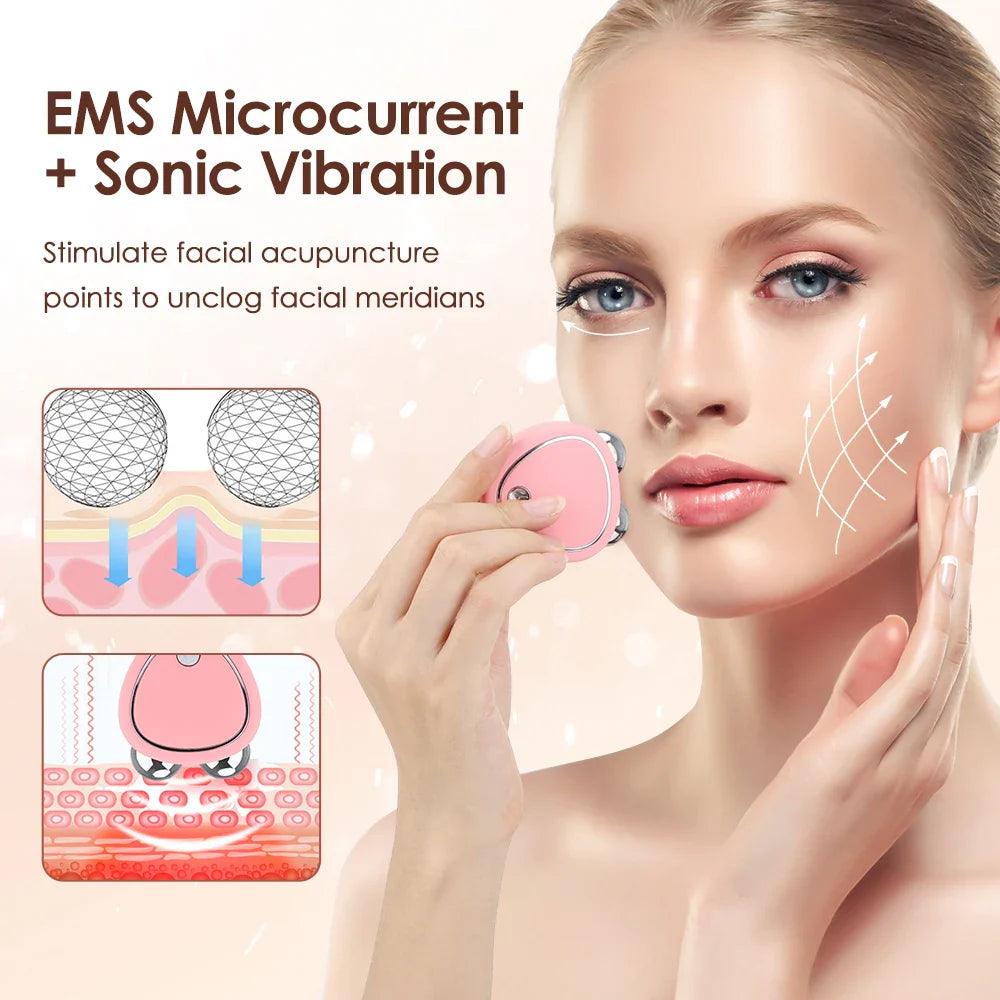 Micro Current Face Massage Beauty Instrument Mini Face Slimming Massager EMS Lifting Firming Facial Skin Diminish Fine Lines