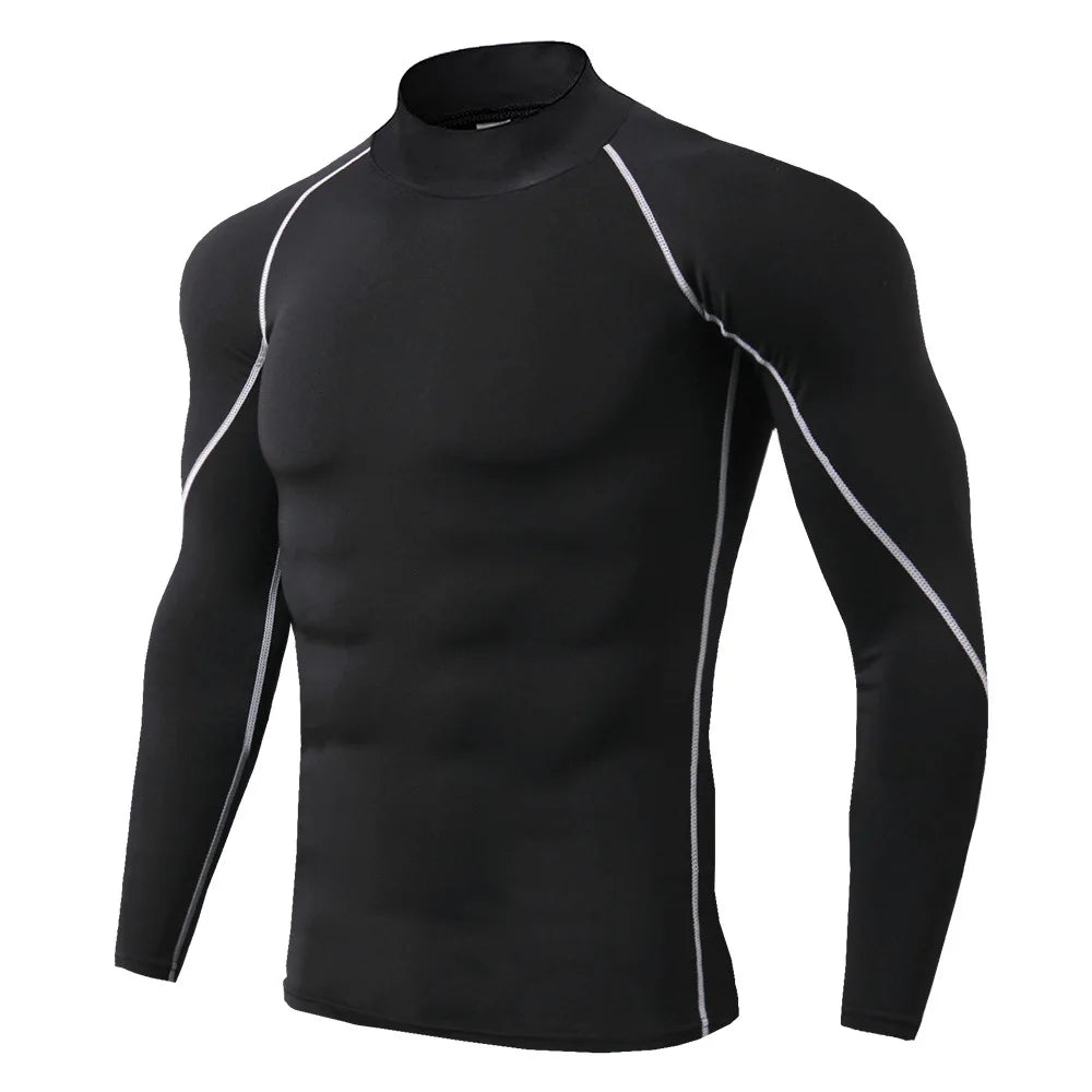 Men's Long Sleeve Compression Gym T-Shirt - Quick Dry Bodybuilding and Running Top