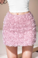 Kliou Pure Desire Skirt: Three-Dimensional Roses Fashion