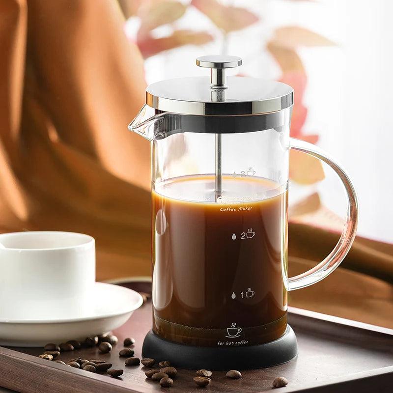 GIANXI French Press Pot Household Hand Made Coffee Powder Filter Coffee Pot Glass Heat Resistant Coffee Maker With Filter