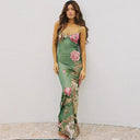 Vibrant Floral Suspender Dress for Summer Beach Parties