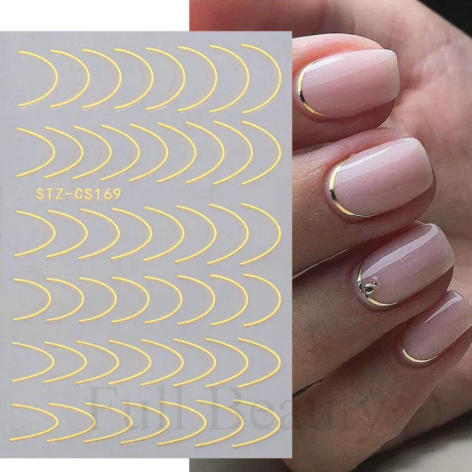 Gold Rose 3D Nail Art Stickers for Chic Manicures