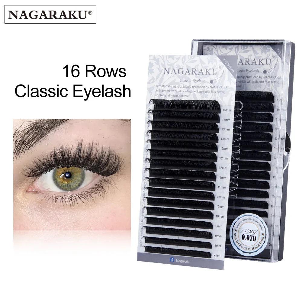 NAGARAKU 16-20mm Mix 21-25mm Mix 7-15mm Mix Premium Natural Mink Individual Eyelash Extension Makeup Maquiagem Cilios  J/B/C/D  ourlum.com J 0.03mm Mix (7-15mm)