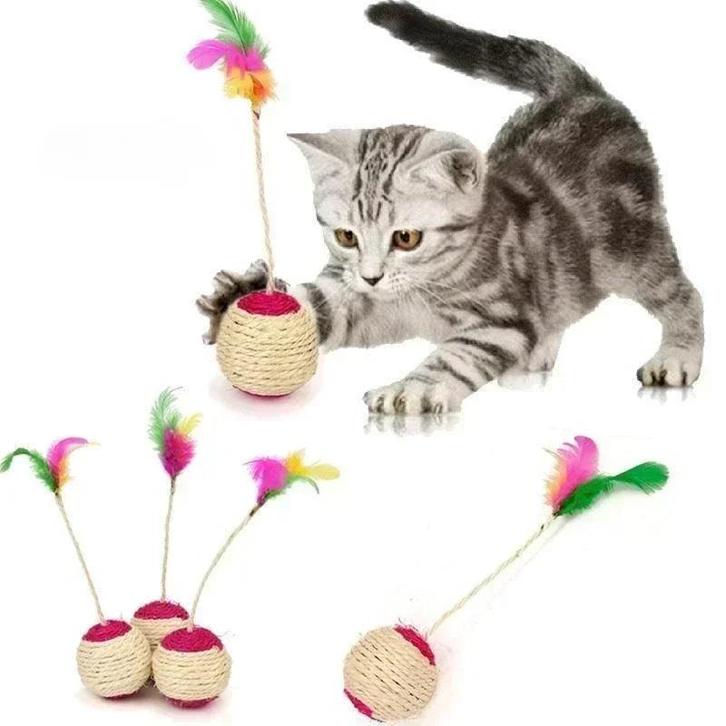 Cat Scratch Ball Feather Toy - Interactive Training & Fun for Kitten Owners  ourlum.com   