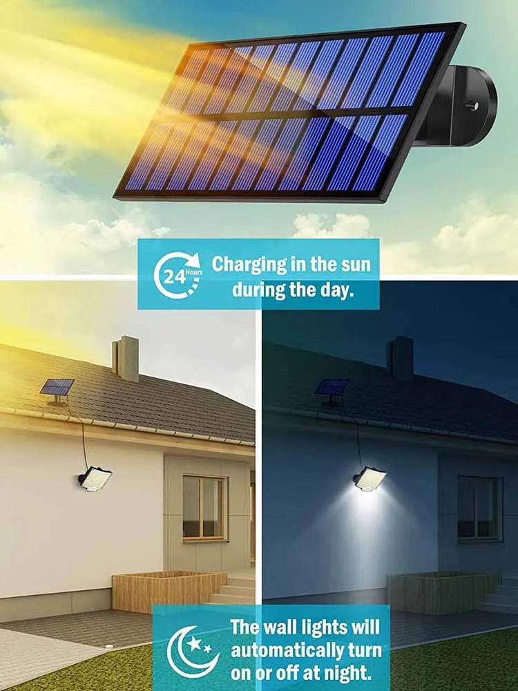 LED Solar Floodlight with Remote Control for Outdoor Spaces  ourlum.com   