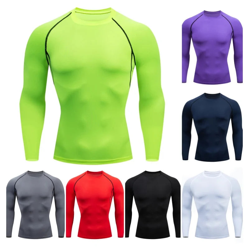 High-Performance Men's Compression MMA Fitness T-Shirt for Gym and Running Activities