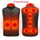 9/13Areas Heated Vest Men Women USB Heating Jacket Winter