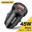 Essager USB Car Charger: Fast Charge for iPhone Samsung  ourlum.com Black 45W A To C  