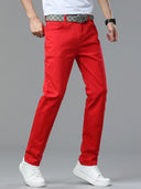 Four Season New Men's Yellow Jeans Fashion Business Casual Straight Denim Stretch Trousers All-match Men's Casual Pants Jeans